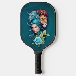 Schöner Frauenkopf mit ausdrucksvollen Augen Pickleball Schläger
