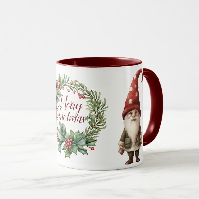 Schöner froher Weihnachtsgnome Tasse (VorderseiteRechts)