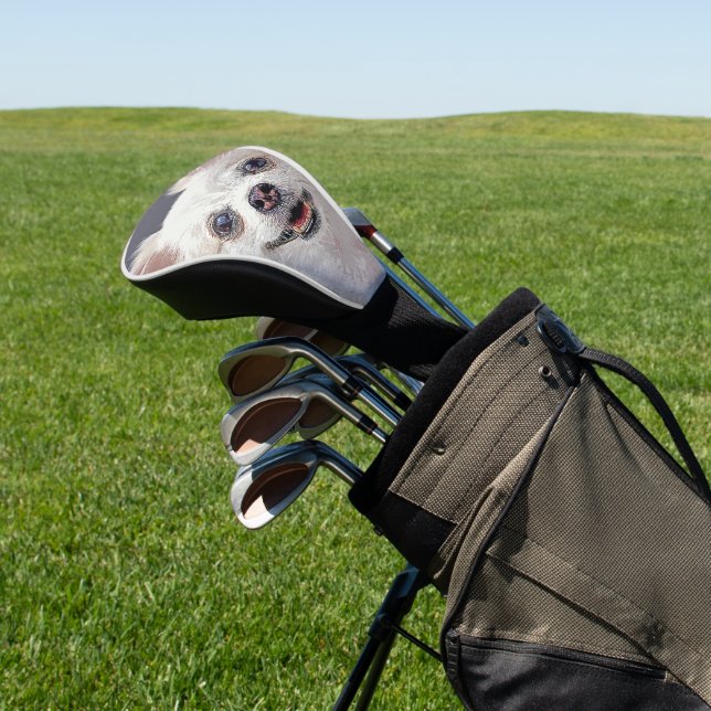 Schöner, fröhlicher Fluffy White Chihuahua Dog Golf Headcover (In SItu)