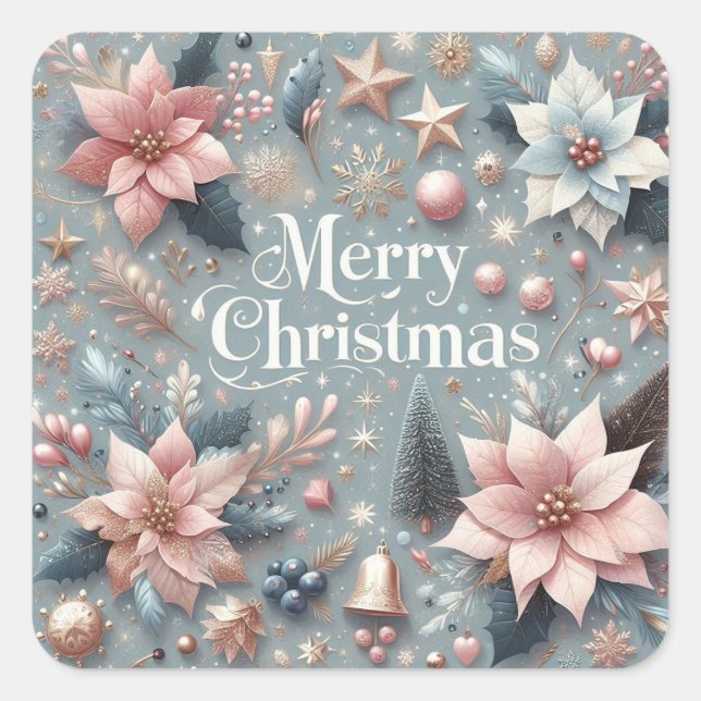 Schöner, fröhlicher Weihnachtssticker Quadratischer Aufkleber (Vorderseite)