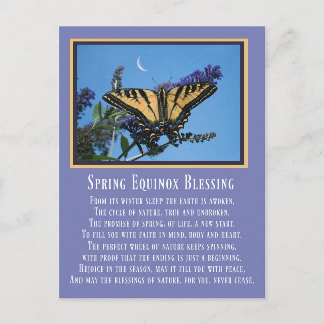 Schöner Frühling Equinox Segen Gedicht Butterfly Postkarte (Vorderseite)