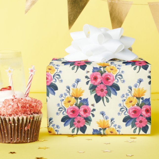 Schöner Frühlingsstrauß Geschenkpapier (Geburtstagsparty)