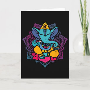 Schöner Ganesha in Yoga-Lotus-Meditations-Mandala Karte