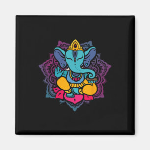 Schöner Ganesha in Yoga-Lotus-Meditations-Mandala Magnet