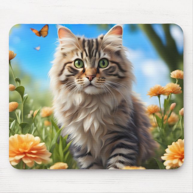Schöner Garten für Katzen Mousepad (Vorne)