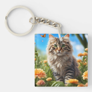 Schöner Garten für Katzen Schlüsselanhänger