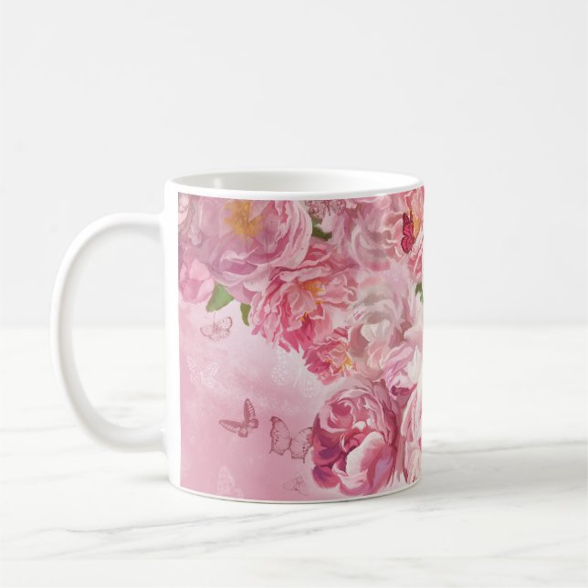 Schöner Garten mit rosa Blume Kaffeetasse (Links)