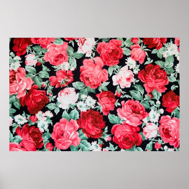 Schöner Garten mit rote Rosen Poster (Vorne)
