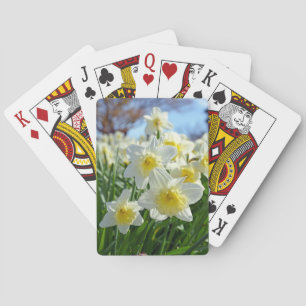 Schöner Garten mit weißen und gelben Daffodien Spielkarten