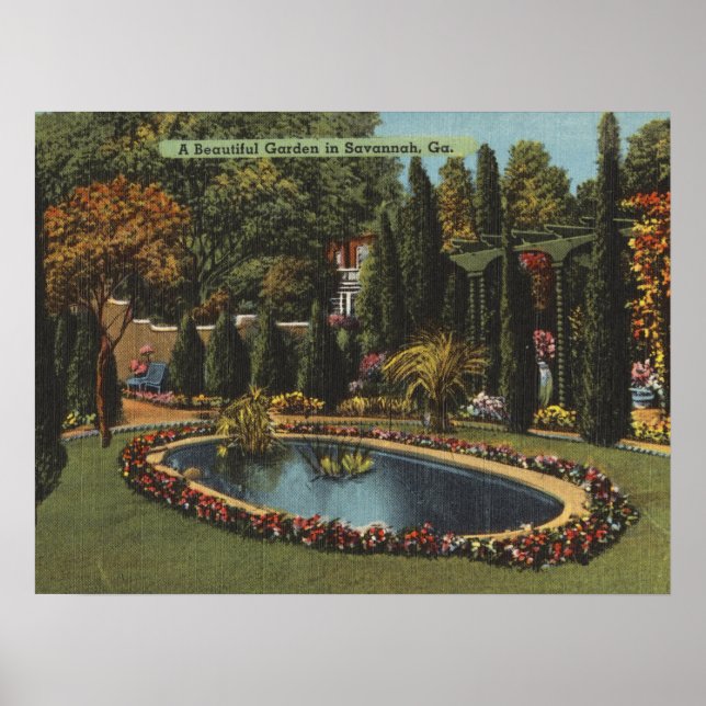 Schöner Garten Savannah GA Kunstvoll wandern im Va Poster (Vorne)
