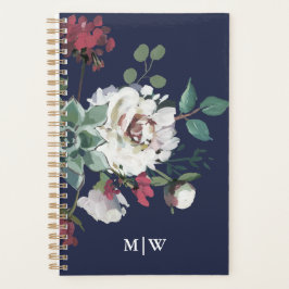 Schöner gedämpfter Blumenstrauß mit Monogramm Planer