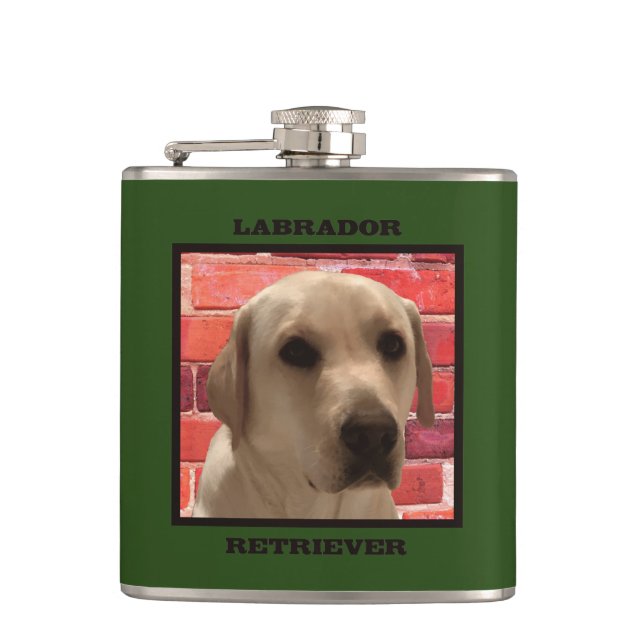 Schöner Gelber Labrador Retriever Hund Flachmann (Vorderseite)