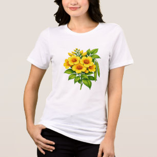 Schöner gelber Sonnenblumenstrauß mit grünen Blätt Tri-Blend Shirt