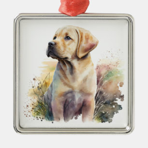SCHÖNER GELBLABRADOR RETRIEVER HUND ORNAMENT AUS METALL