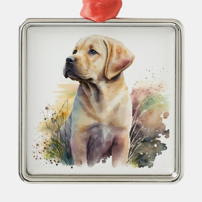 SCHÖNER GELBLABRADOR RETRIEVER HUND ORNAMENT AUS METALL (Vorne)