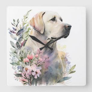 SCHÖNER GELBLABRADOR RETRIEVER HUND QUADRATISCHE WANDUHR