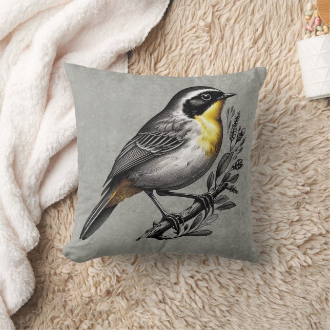 Schöner, gelblicher Vogel Kissen (Decke)