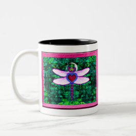 Schöner Gerahmter Artwor "Crackel Gerahmt Dragonfl Zweifarbige Tasse