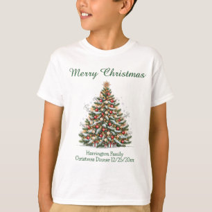 Schöner geschmückter Weihnachtsbaum, passende Fami T-Shirt