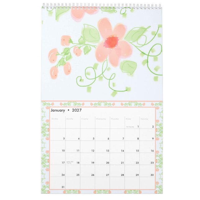 Schöner Girly Flows Designer Kalender (Jan 2027)