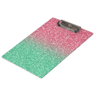 Schöner girly trendypink Grün-Imitat-Glitter Klemmbrett