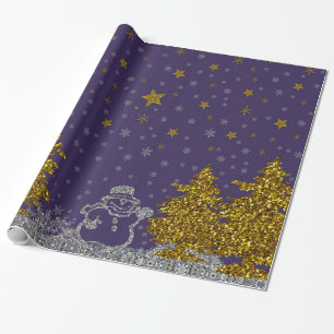 Schöner Glitter neues Jahr auf Lila Geschenkpapier