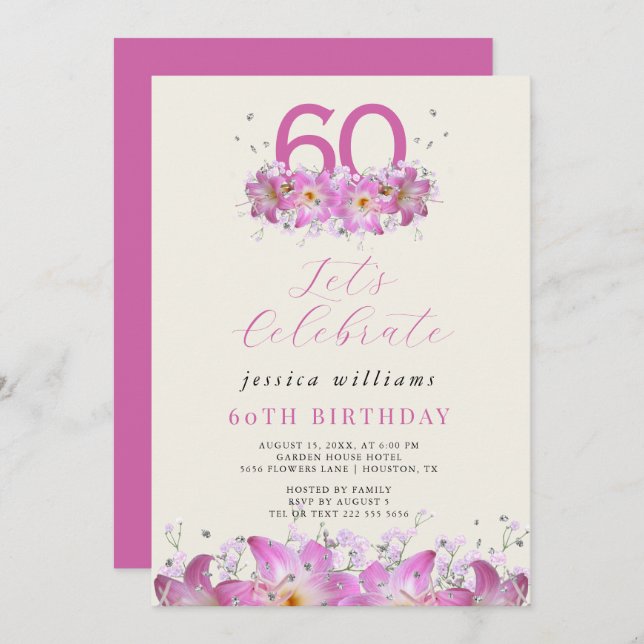 Schöner Glitzer Einladung (Vorne/Hinten)