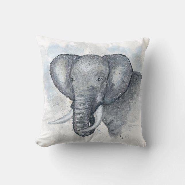 Schöner glitzernder silberner Elefant Kissen (Vorderseite)