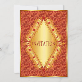 Schöner Golddiamant mit orangefarbener Einladung