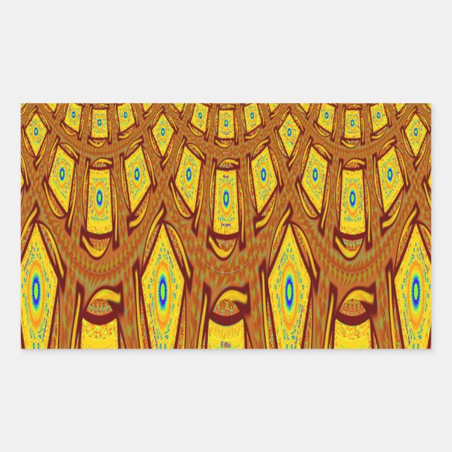Schöner Golden Brown African Tribal Print Vektor Rechteckiger Aufkleber (Vorderseite)