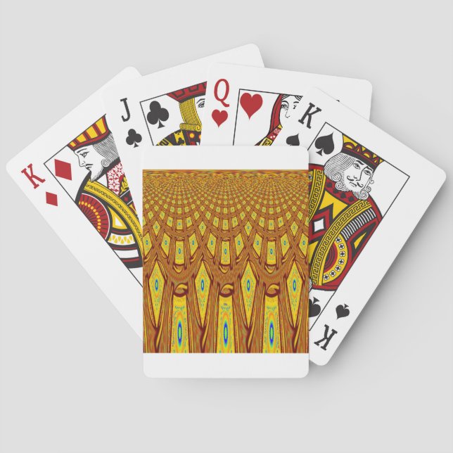 Schöner Golden Brown African Tribal Print Vektor Spielkarten (Rückseite)