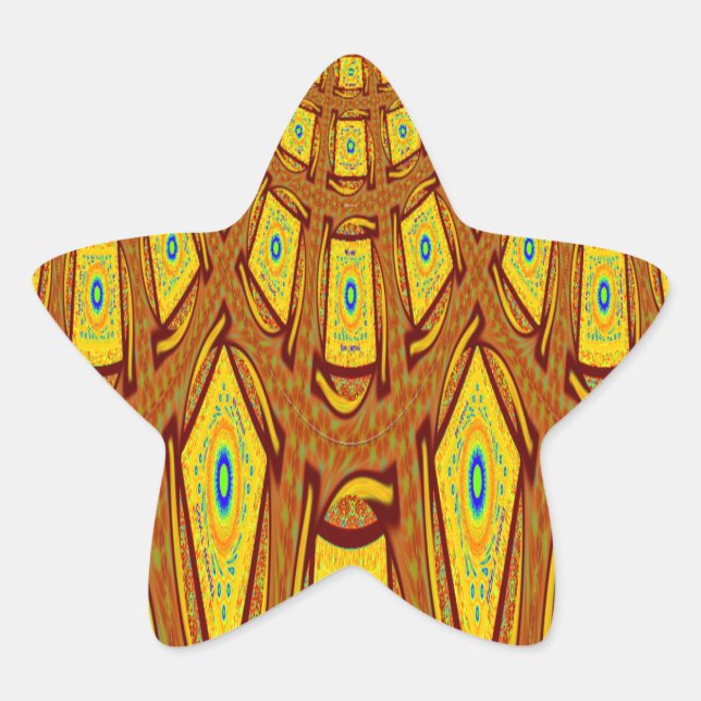 Schöner Golden Brown African Tribal Print Vektor Stern-Aufkleber (Vorderseite)