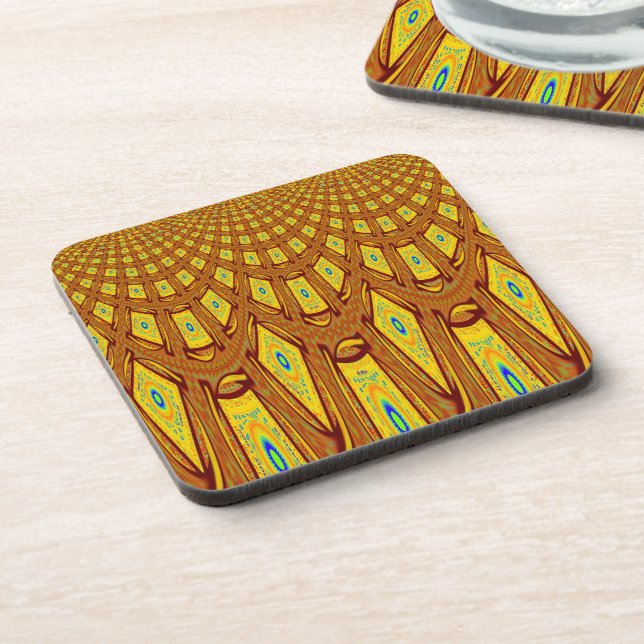 Schöner Golden Brown African Tribal Print Vektor Untersetzer (Linke Seite)