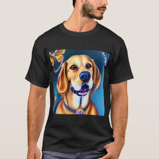 Schöner Golden Retriever Cartoon Charakter Ölmaler T-Shirt