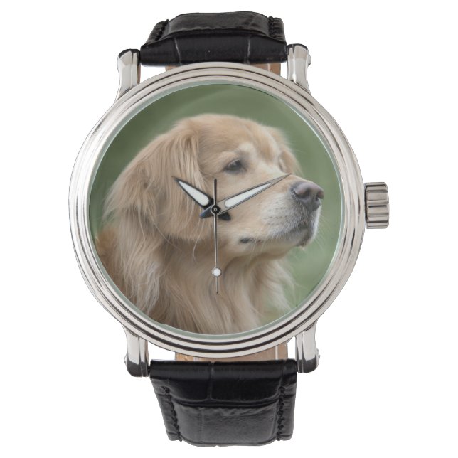Schöner Golden Retriever Hund in Closeup Armbanduhr (Vorderseite)