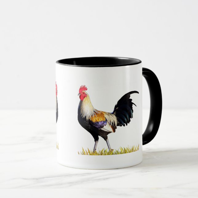 Schöner goldener Duckwing Amerikaner Gamcock Hahn Tasse (VorderseiteRechts)