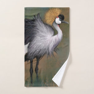 Schöner Gray Crowned Crane - Mignane Malerei Badhandtuch Set