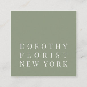 Schöner, grün eleganter minimalistischer Florist Quadratische Visitenkarte