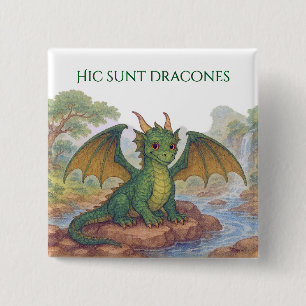 Schöner grüner Drache Button