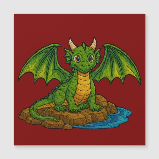 Schöner grüner Drache Magnetkarte (Vorderseite)