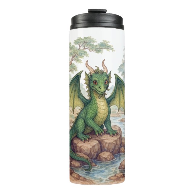 Schöner grüner Drache Thermosbecher (Vorderseite)