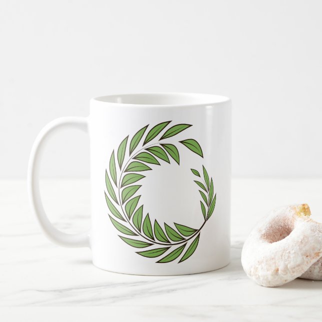 Schöner grüner Laurel Kranz. Kaffeetasse (Mit Donut)
