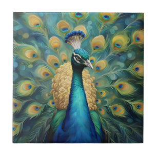 Schöner grüner und blauer Pfau Fliese