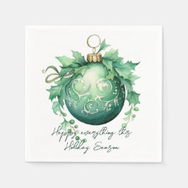 Schöner grüner Weihnachtsball Schneefall Serviette