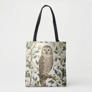 Schöner Habichtskauz und Magnolienblüten Tasche