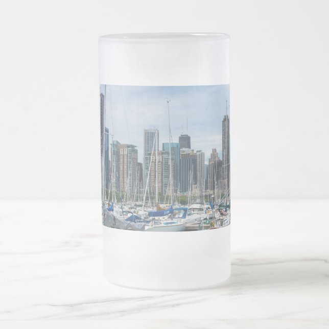 Schöner Hafen von Chicago Mattiert Glass Beer Tass Mattglas Bierglas (Mittel)