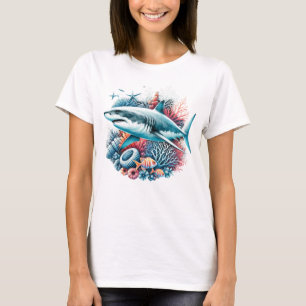 SCHÖNER HAI IM OZEAN MIT FISCHEN UND KORALLE T-Shirt