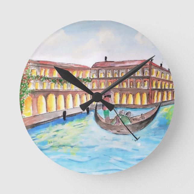 Schöner handbemalter Siebdruck Runde Wanduhr (Vorderseite)