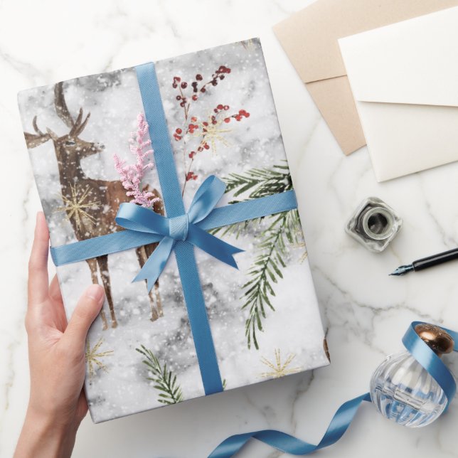 Schöner handgemalter Rentier Geschenkpapier (Schenken)