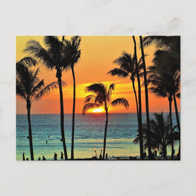 Schöner hawaiianischer Sonnenuntergang Postkarte (Vorderseite)